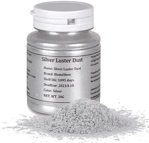 HomeHere Silver Luster Dust Edible Cake Silver Powder Granulated Sugar, 20grams