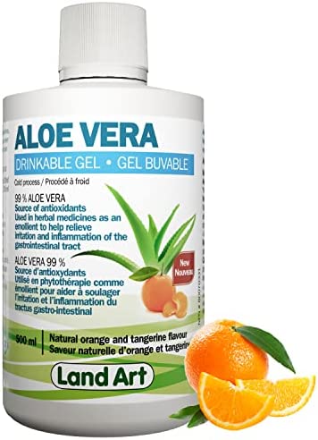 Pure Aloe Vera Gel 500ml - Orange-Tangerine Flavor - for Heartburn Relief & Acide Reflux - Made in Canada
