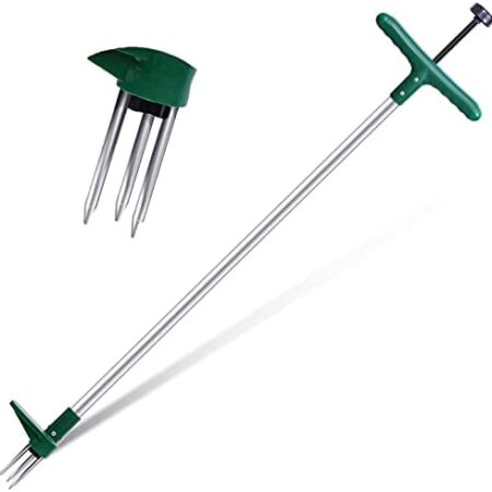 Weeder Puller, Ohuhu Stand Up Weeder with 3 Stainless Steel Claws, Ohuhu Root Removal Tool, 39" Long Aluminum Alloy Pole Manual Ruderal Remover Weed Puller Hand Tool with High Strength Foot Pedal