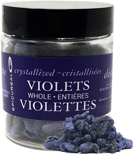 Epicureal Crystalized Violet Petals - 50g | Whole Hand-Picked Large Violet Petals, Elegant Finishing Decoration