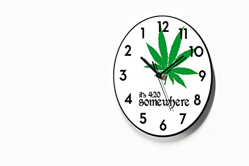 Reverse Wall Clock - Marijuana it's 4:20 somewhere - Backwards running Time - Counterclockwise Wall Clock - Funny Gift Idea - Always Late - Optional RGB LED 5V Backlit