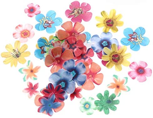 Tofficu 180pcs Edible Flowers for Cake Decorating Rice Paper Flower Cake Topper Cupcake Decoration for Wedding Birthday Party